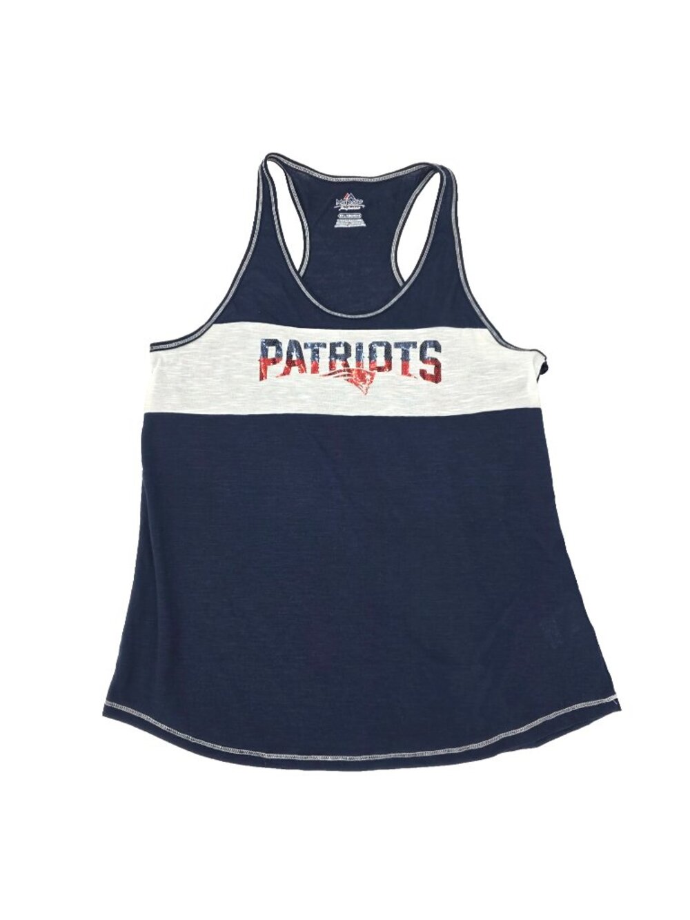 Majestic New England Patriots Tank Top Shirt Womens XXL 2XL Blue Fan Fashion